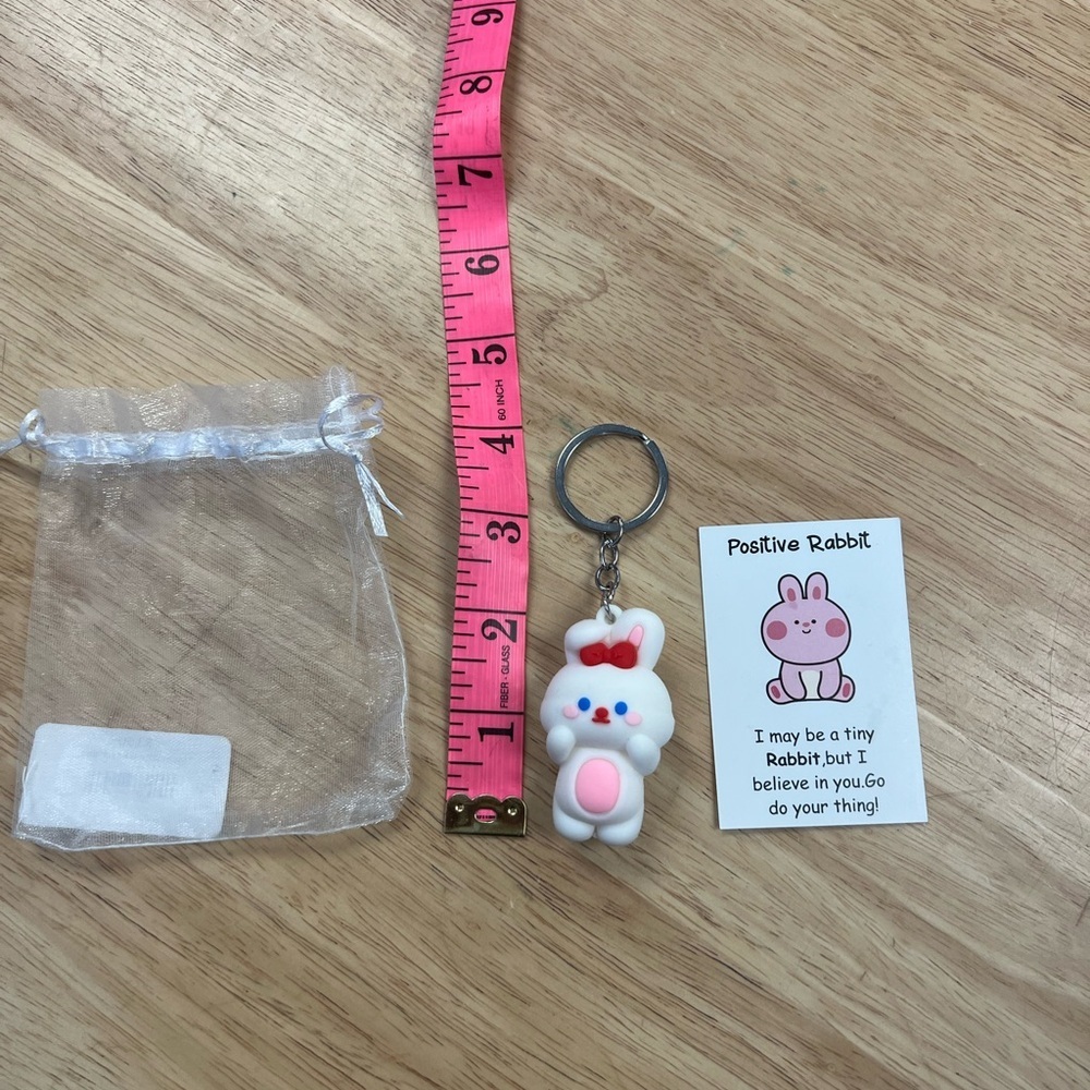 Rabbit White and Red Keychain
